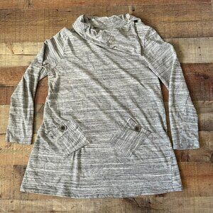 Lime & Chili Gray Striped Cowl Neck Long Sleeve Tunic Sweatshirt With Pockets